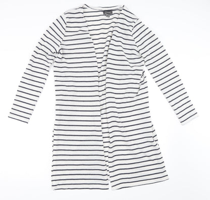 Primark Womens White Striped  Cardigan Jumper Size S