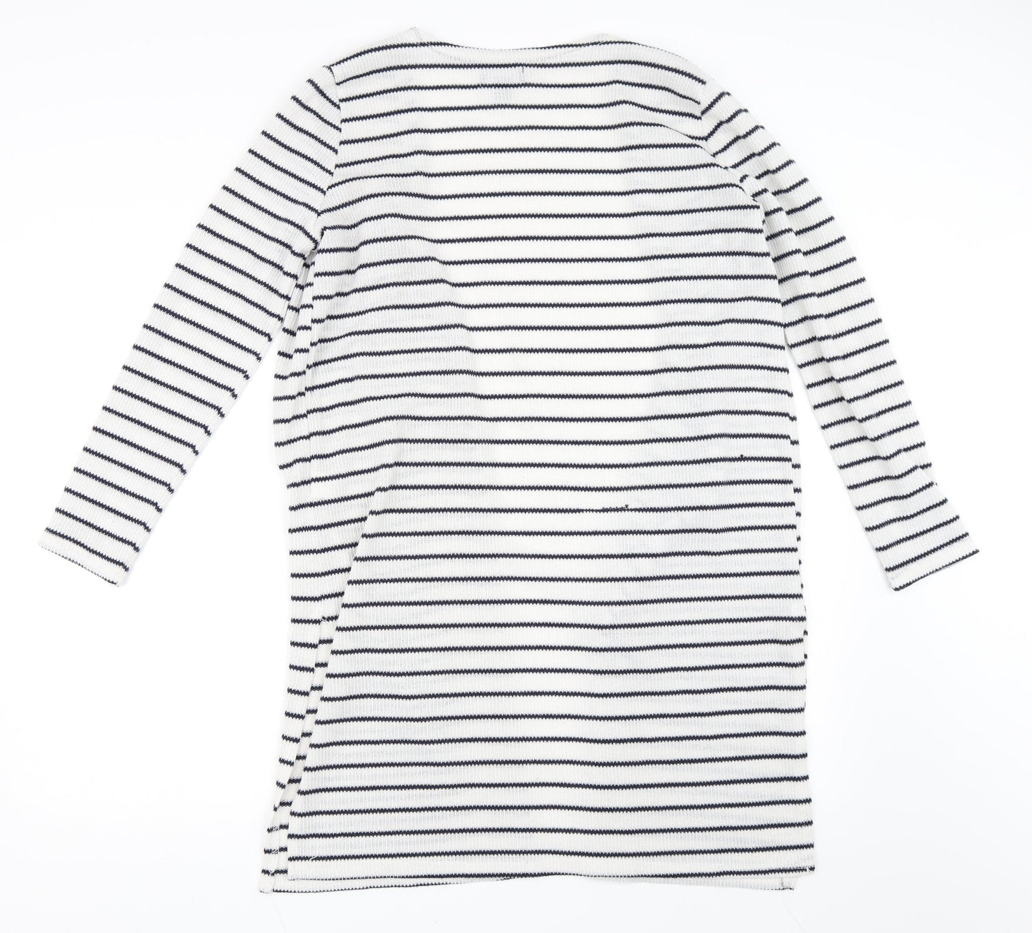 Primark Womens White Striped  Cardigan Jumper Size S