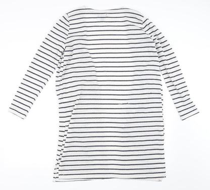 Primark Womens White Striped  Cardigan Jumper Size S
