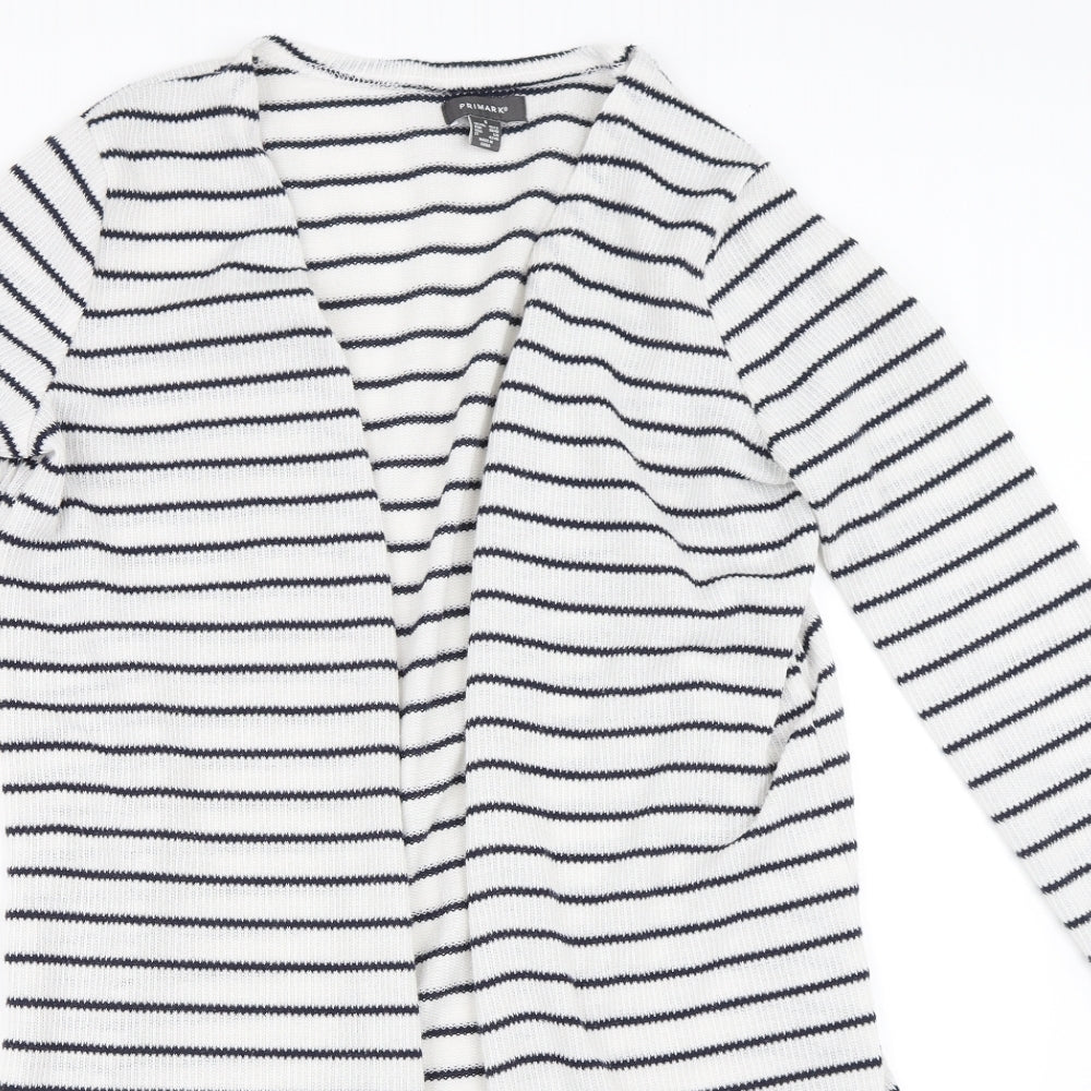 Primark Womens White Striped  Cardigan Jumper Size S