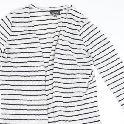 Primark Womens White Striped  Cardigan Jumper Size S