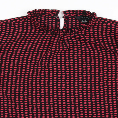 New Look Womens Black Polka Dot  Basic Blouse Size 10
