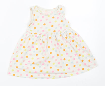 Primark Girls Ivory Polka Dot  Skater Dress  Size 9-12 Months