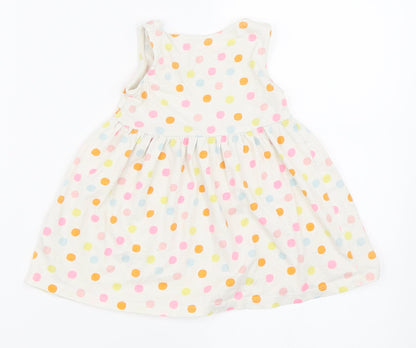 Primark Girls Ivory Polka Dot  Skater Dress  Size 9-12 Months