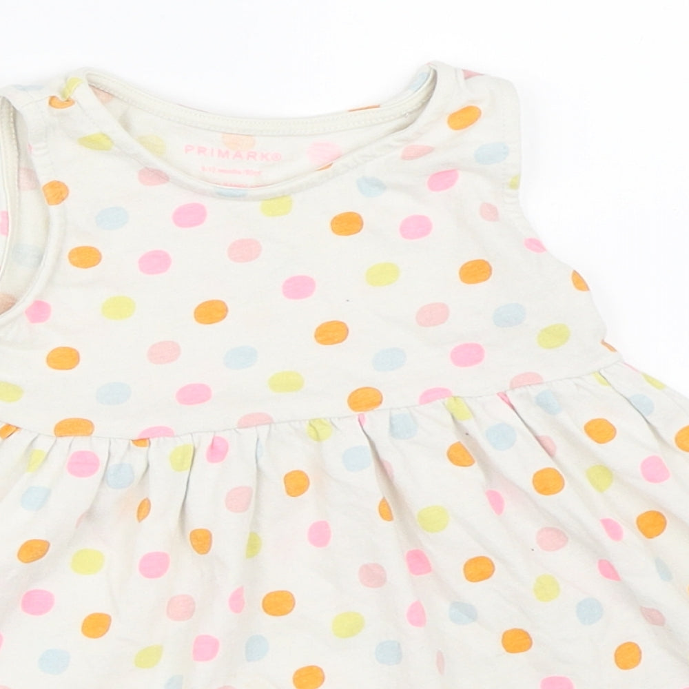Primark Girls Ivory Polka Dot  Skater Dress  Size 9-12 Months