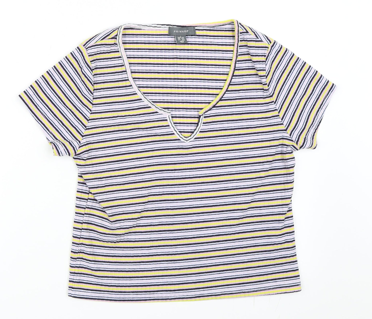 Primark Womens Purple Striped  Basic T-Shirt Size 14