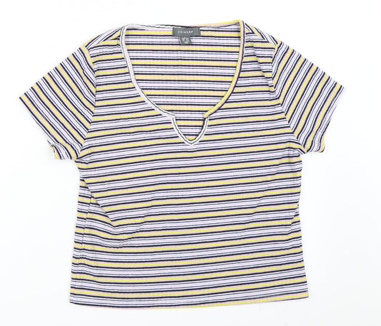 Primark Womens Purple Striped  Basic T-Shirt Size 14