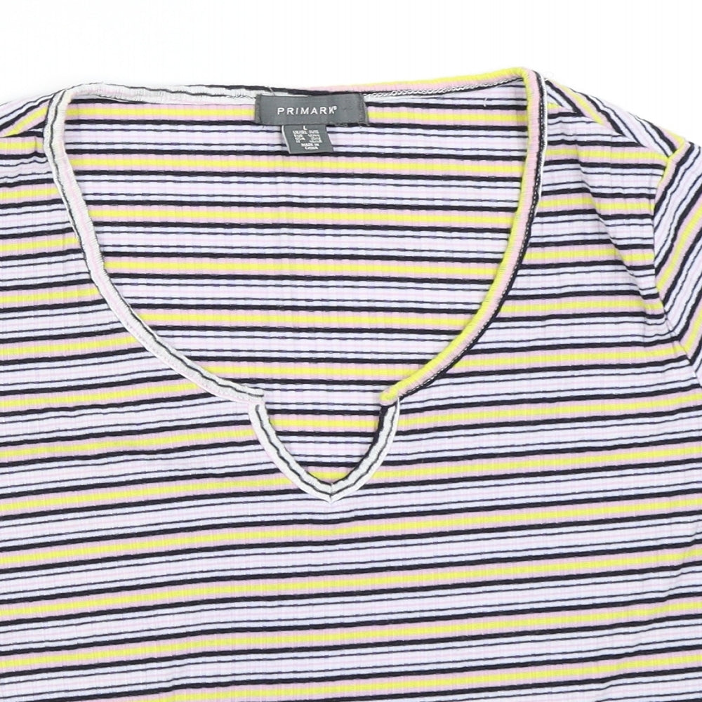 Primark Womens Purple Striped  Basic T-Shirt Size 14