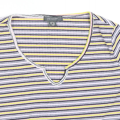 Primark Womens Purple Striped  Basic T-Shirt Size 14