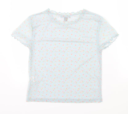 Primark Girls Blue Floral  Basic Casual Size 10 Years  - frill details