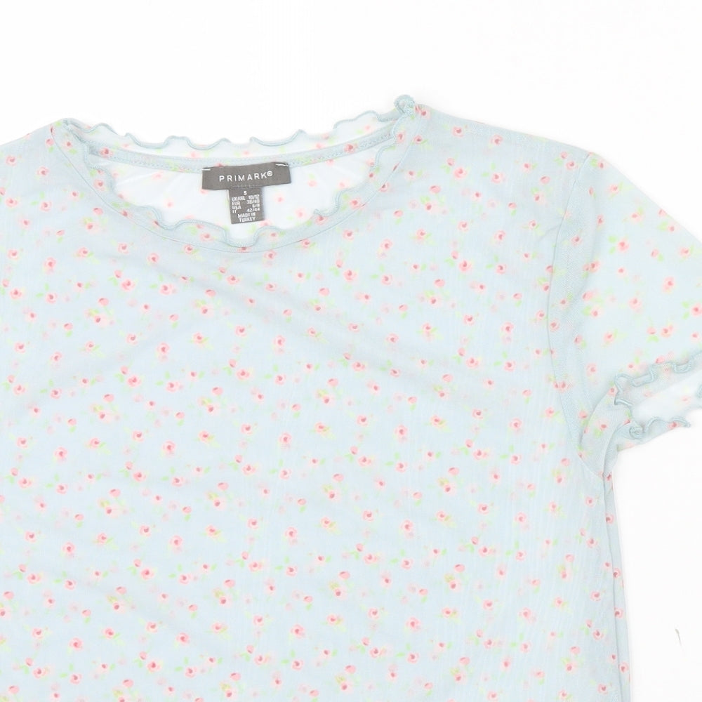 Primark Girls Blue Floral  Basic Casual Size 10 Years  - frill details
