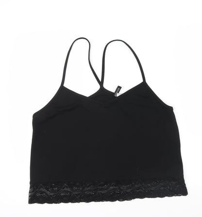 Womens UK Size L Divided Black Basic T-Shirt
