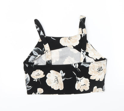 CAMEO ROSE Womens Black Floral  Basic T-Shirt Size 14