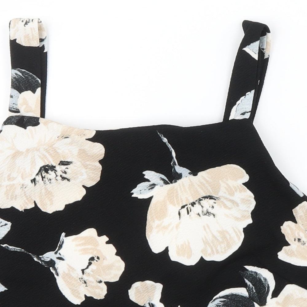 CAMEO ROSE Womens Black Floral  Basic T-Shirt Size 14