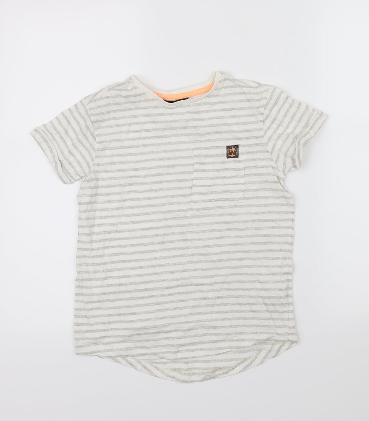 George Boys Beige Striped  Basic T-Shirt Size 8-9 Years
