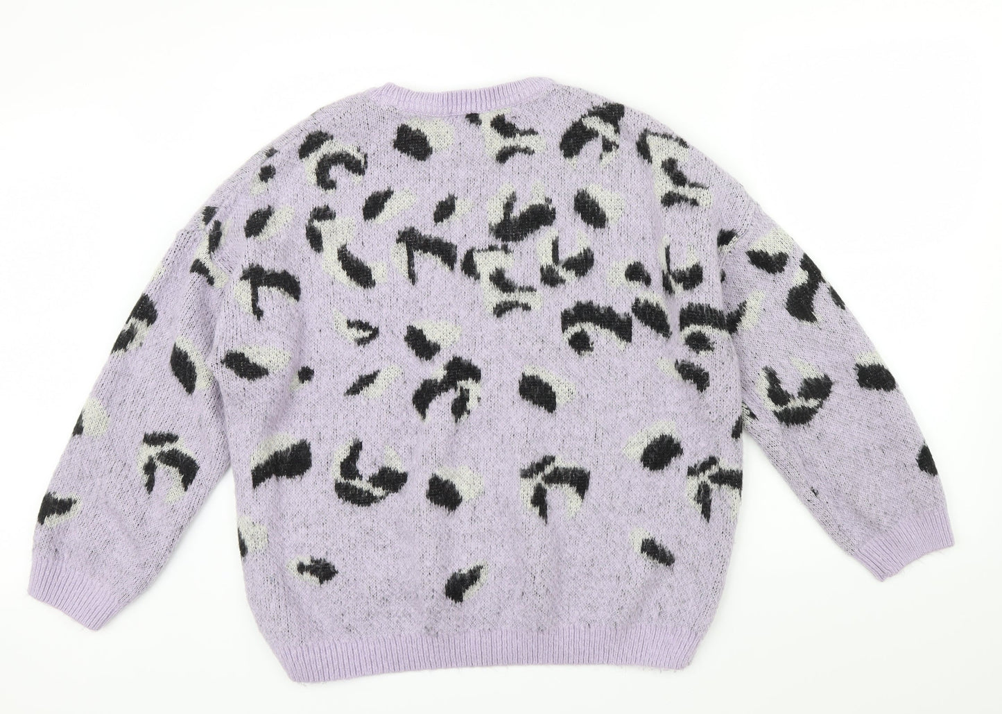 New Look Womens Purple Geometric  Henley Jumper Size L