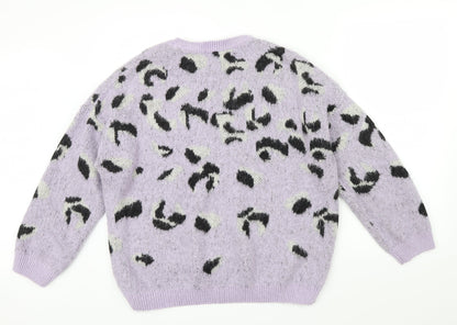 New Look Womens Purple Geometric  Henley Jumper Size L