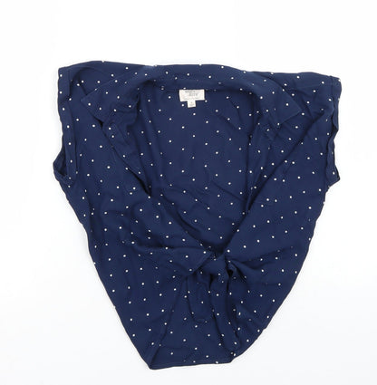 Dizzy lizzy Womens Blue Polka Dot  Basic Button-Up Size S