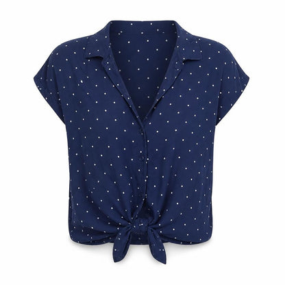 Dizzy lizzy Womens Blue Polka Dot  Basic Button-Up Size S