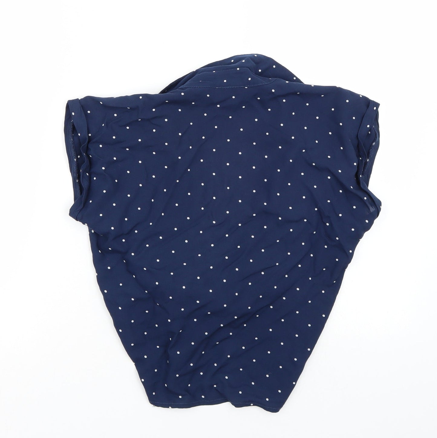 Dizzy lizzy Womens Blue Polka Dot  Basic Button-Up Size S