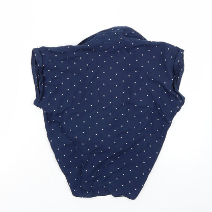 Dizzy lizzy Womens Blue Polka Dot  Basic Button-Up Size S