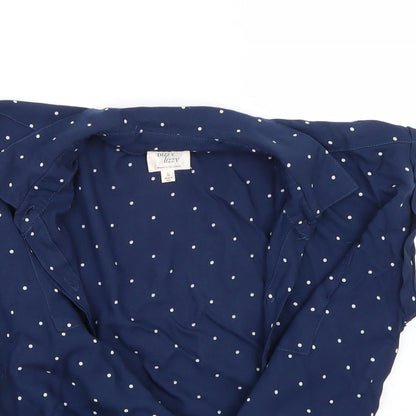 Dizzy lizzy Womens Blue Polka Dot  Basic Button-Up Size S