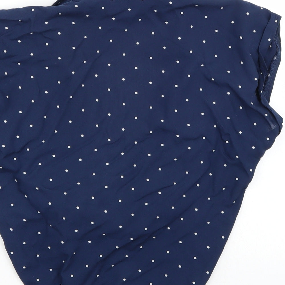 Dizzy lizzy Womens Blue Polka Dot  Basic Button-Up Size S