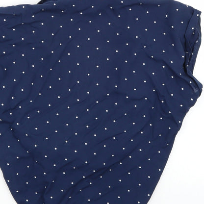 Dizzy lizzy Womens Blue Polka Dot  Basic Button-Up Size S
