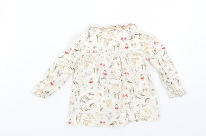 Next Girls Beige Animal Print  Basic Button-Up Size 9-12 Months