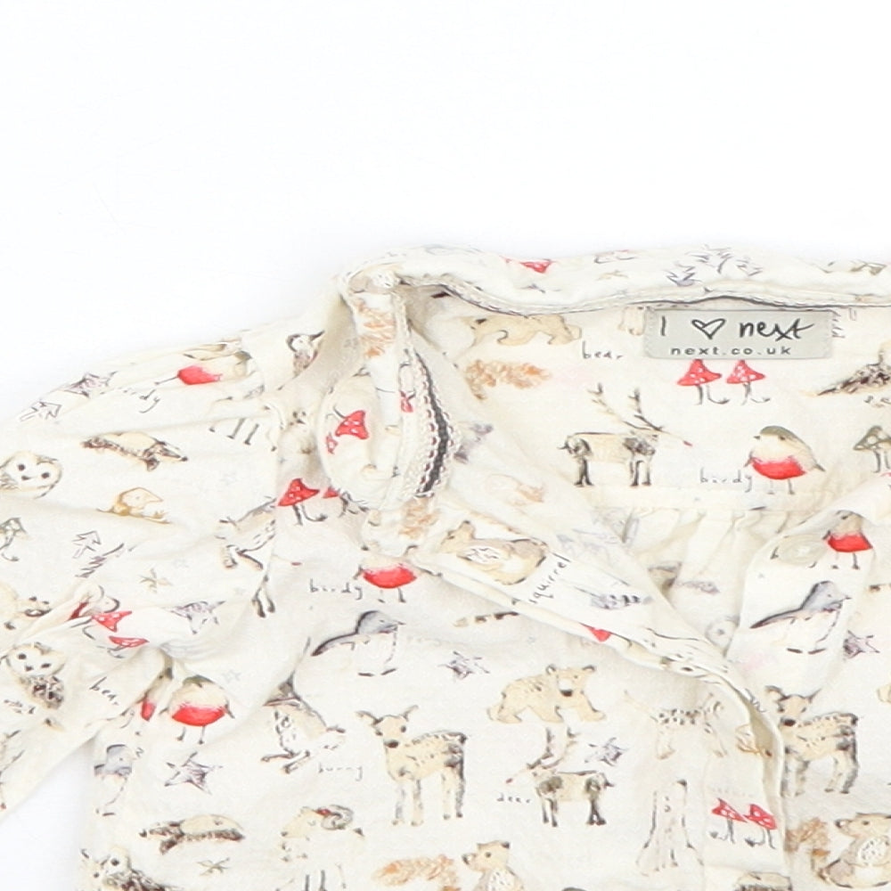 Next Girls Beige Animal Print  Basic Button-Up Size 9-12 Months