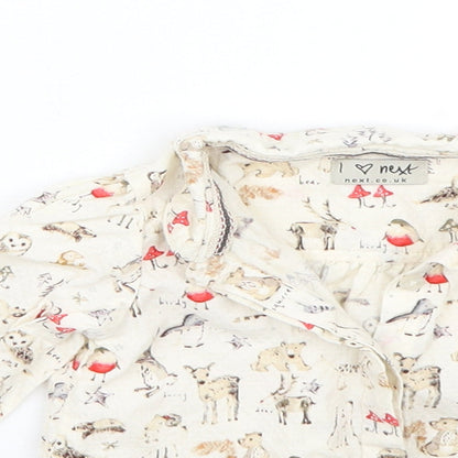 Next Girls Beige Animal Print  Basic Button-Up Size 9-12 Months