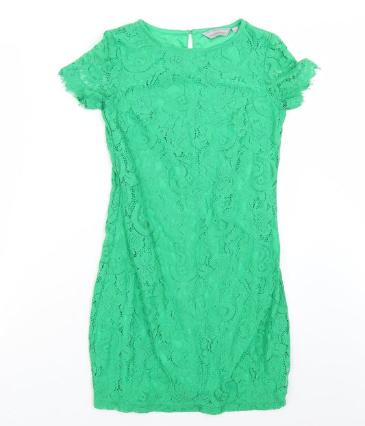 Dorothy Perkins Womens Green  Rayon A-Line  Size 6