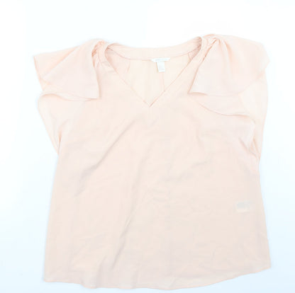 Womens UK Size M H&M Pink Basic T-Shirt