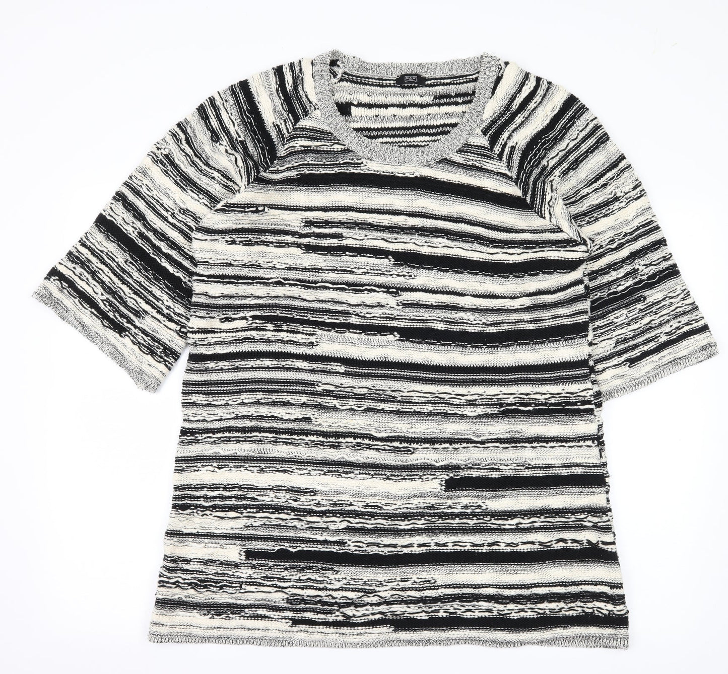 F&F Womens Ivory Striped Knit Pullover Jumper Size 14