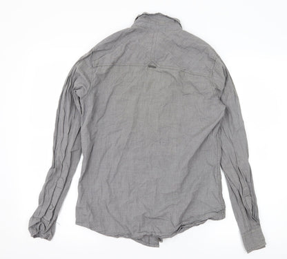 Mens UK Size S Industrialize Grey  Button-Up Long Sleeve Casual Shirt