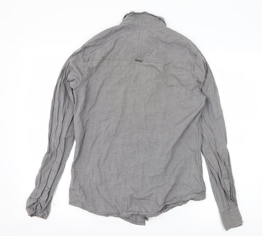 Mens UK Size S Industrialize Grey  Button-Up Long Sleeve Casual Shirt