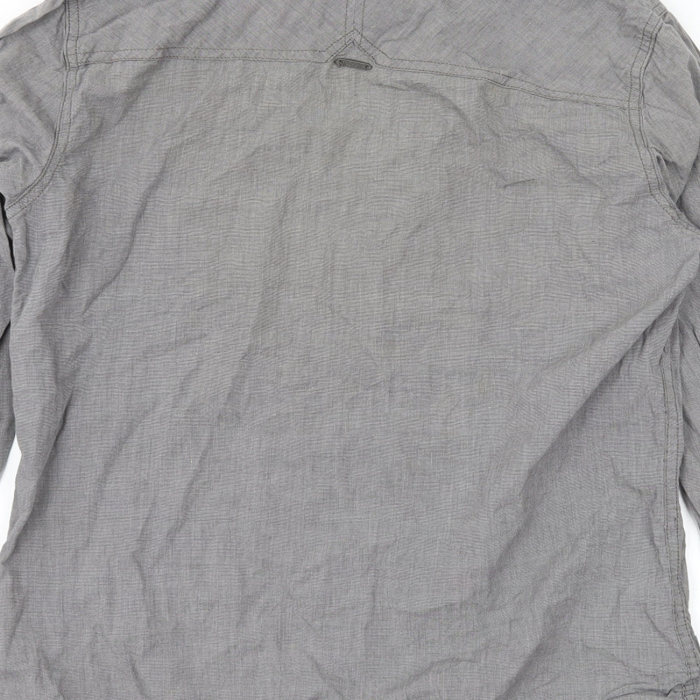 Mens UK Size S Industrialize Grey  Button-Up Long Sleeve Casual Shirt
