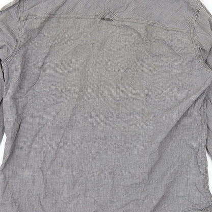 Mens UK Size S Industrialize Grey  Button-Up Long Sleeve Casual Shirt