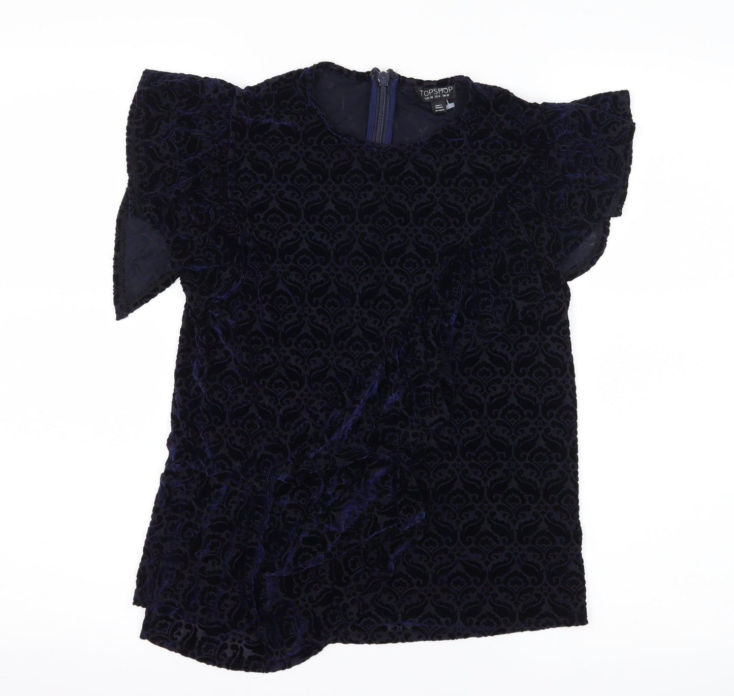 Womens UK Size 10 Topshop Blue Basic Blouse