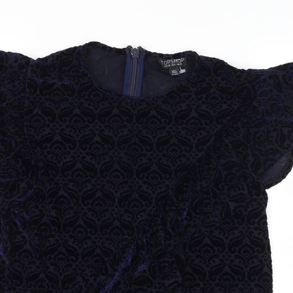 Womens UK Size 10 Topshop Blue Basic Blouse
