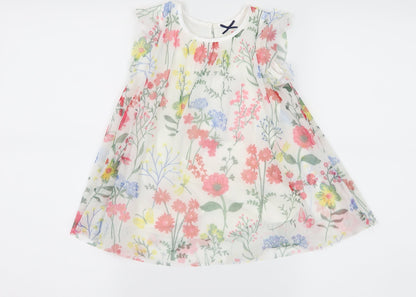 St Bernard Girls White Floral Mesh A-Line  Size 9-12 Months