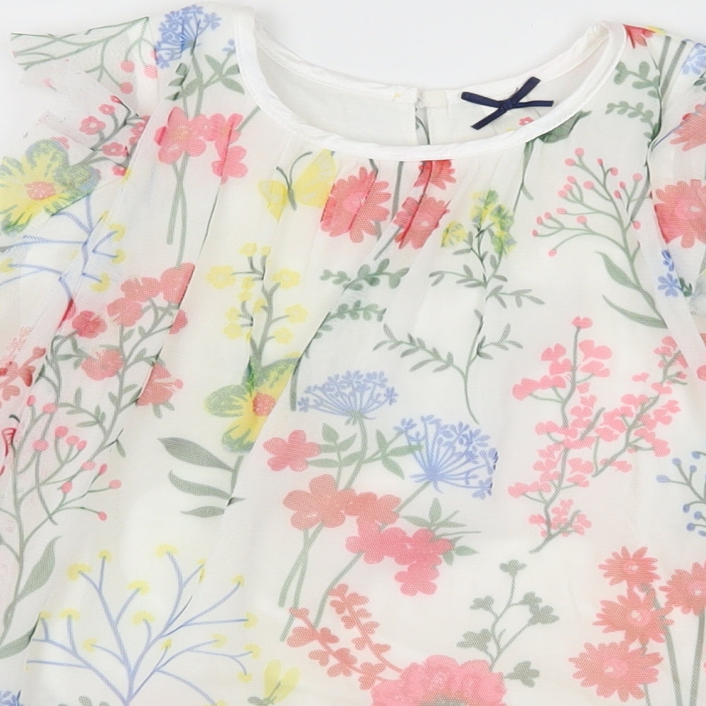 St Bernard Girls White Floral Mesh A-Line  Size 9-12 Months