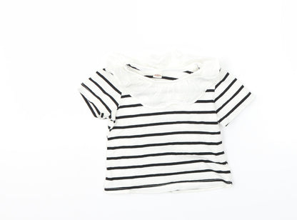 Preworn Baby White Striped  Basic T-Shirt Size 12-18 Months