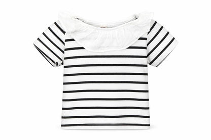 Preworn Baby White Striped  Basic T-Shirt Size 12-18 Months