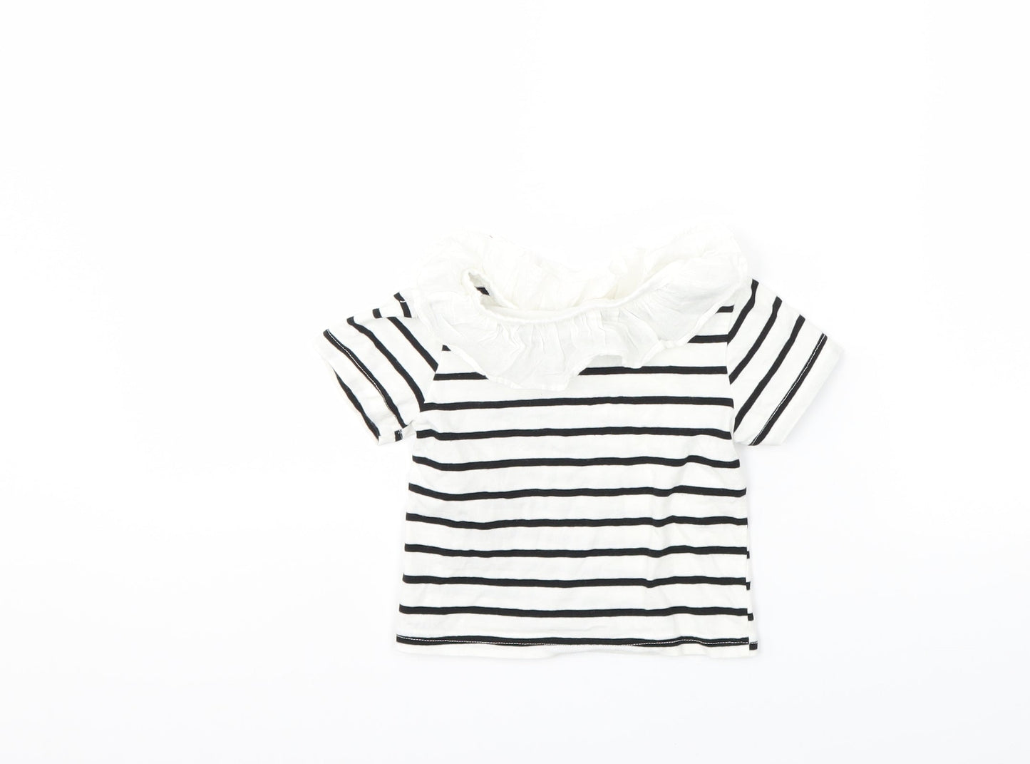 Preworn Baby White Striped  Basic T-Shirt Size 12-18 Months