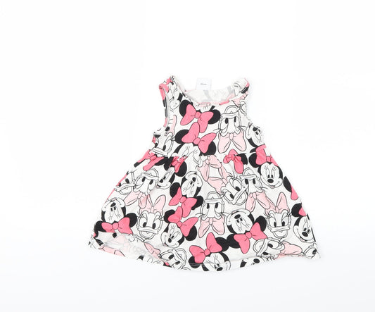 dinsey Baby White Animal Print  Tank Dress  Size 12 Months