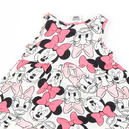 dinsey Baby White Animal Print  Tank Dress  Size 12 Months