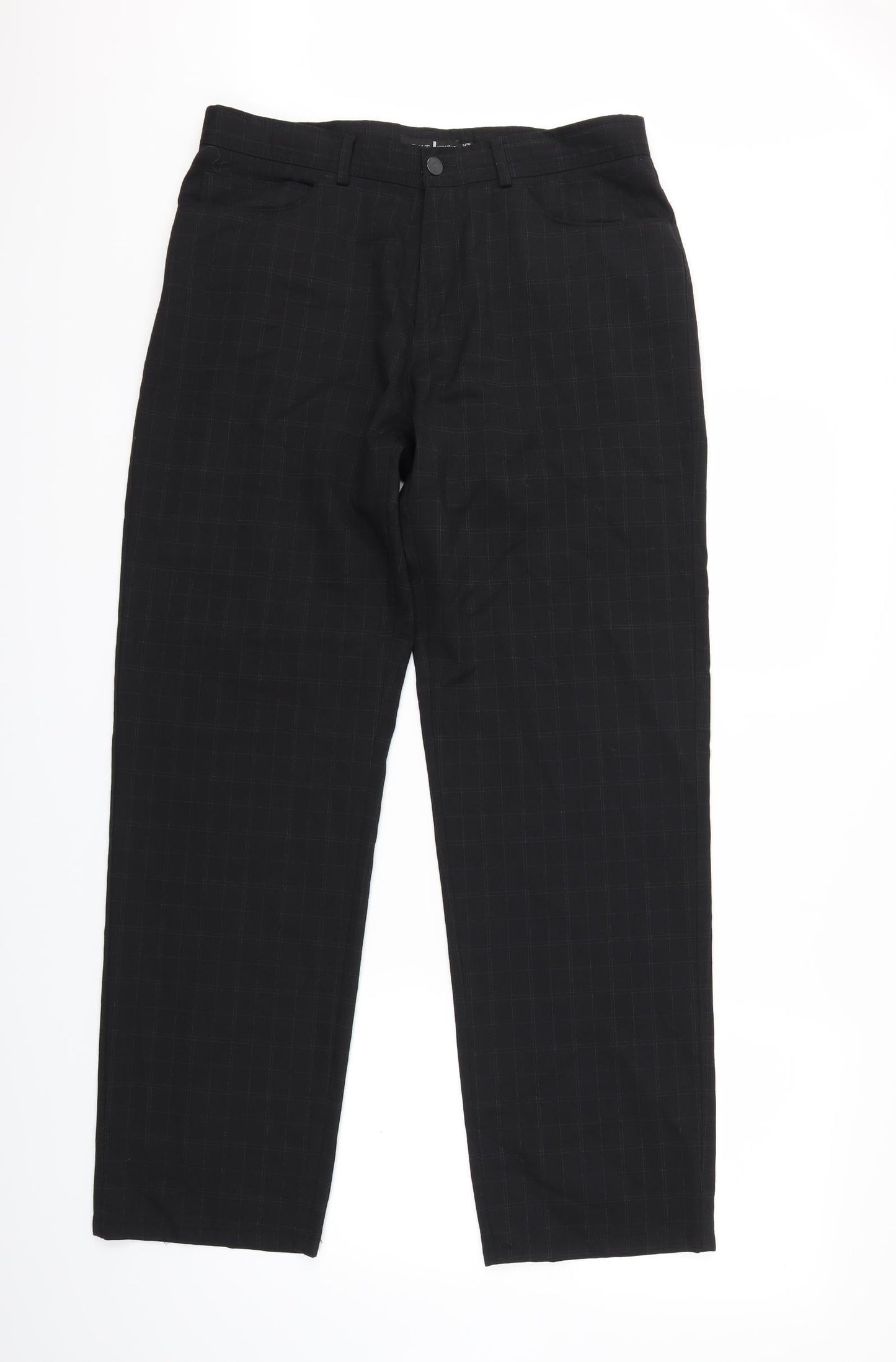 NEXT Mens Black Check  Trousers  Size 34 in L28 in