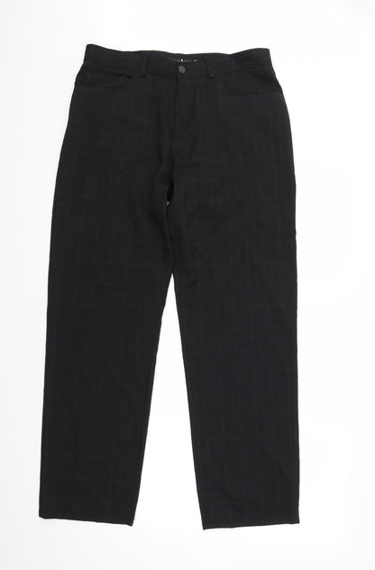 NEXT Mens Black Check  Trousers  Size 34 in L28 in