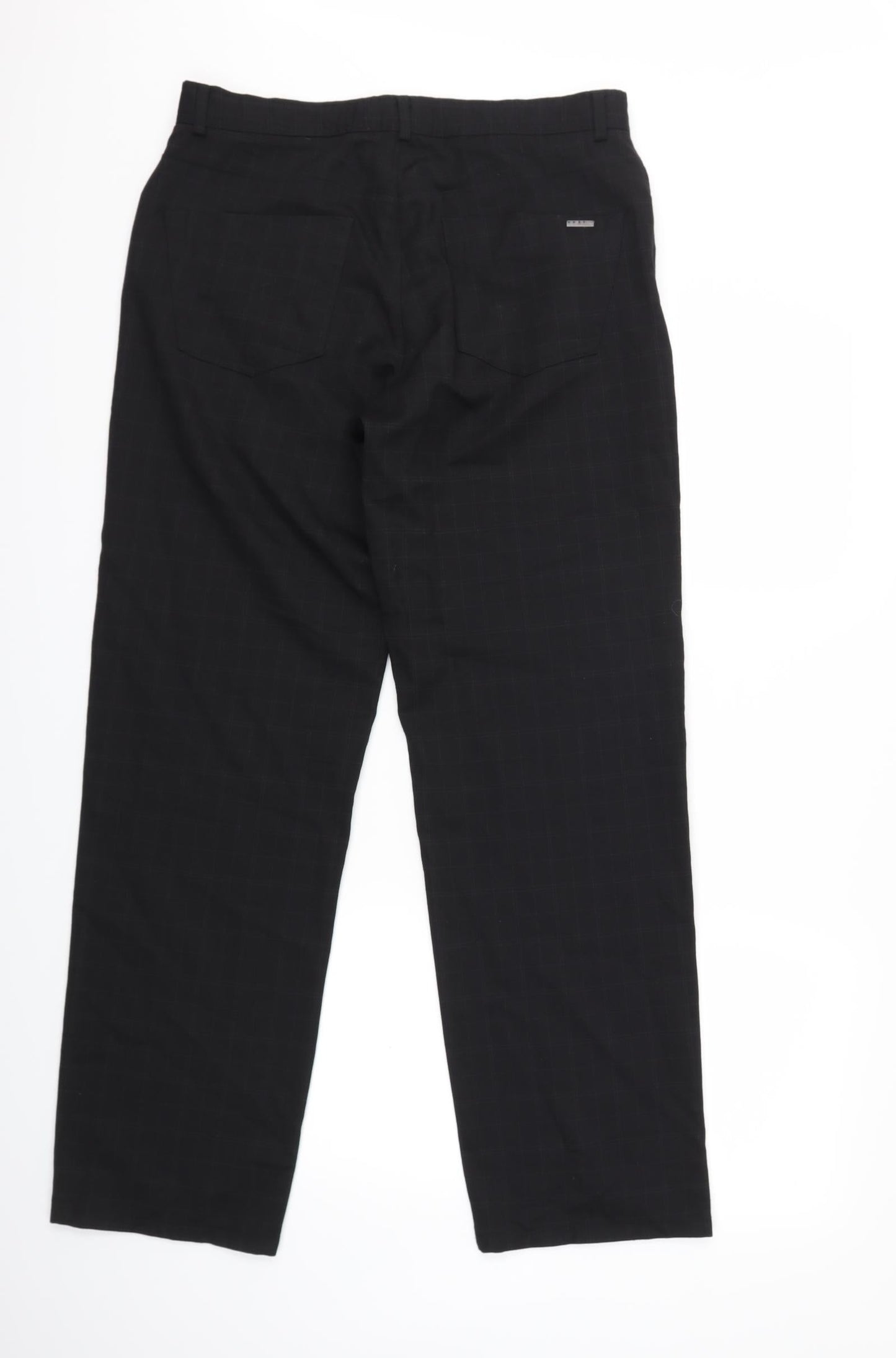 NEXT Mens Black Check  Trousers  Size 34 in L28 in